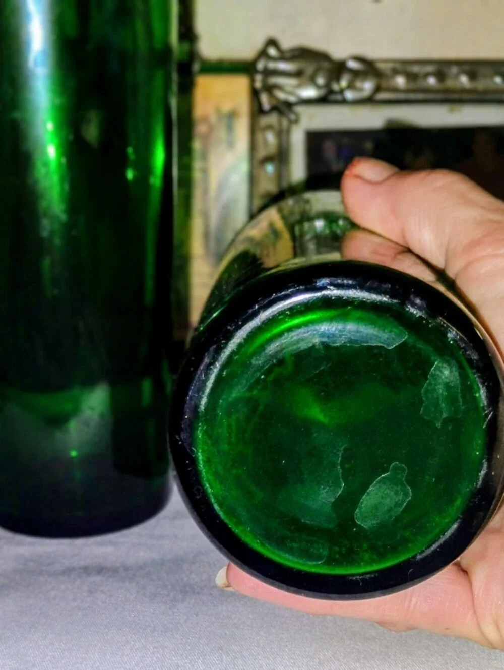 Set Of 2 Upcycled Green Wine Bottle Tumblers Recycled Glass Highball Cups